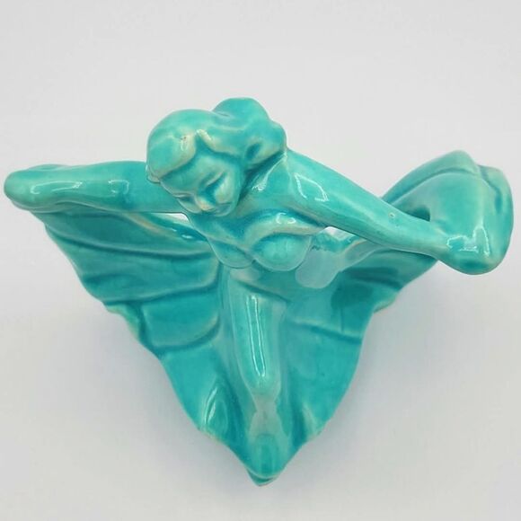 Vintage Monrovia Walker California Pottery Dancing Lady Aqua Blue Figurine - Picture 9 of 14